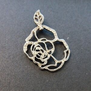 Silver Openwork Rose Pendant